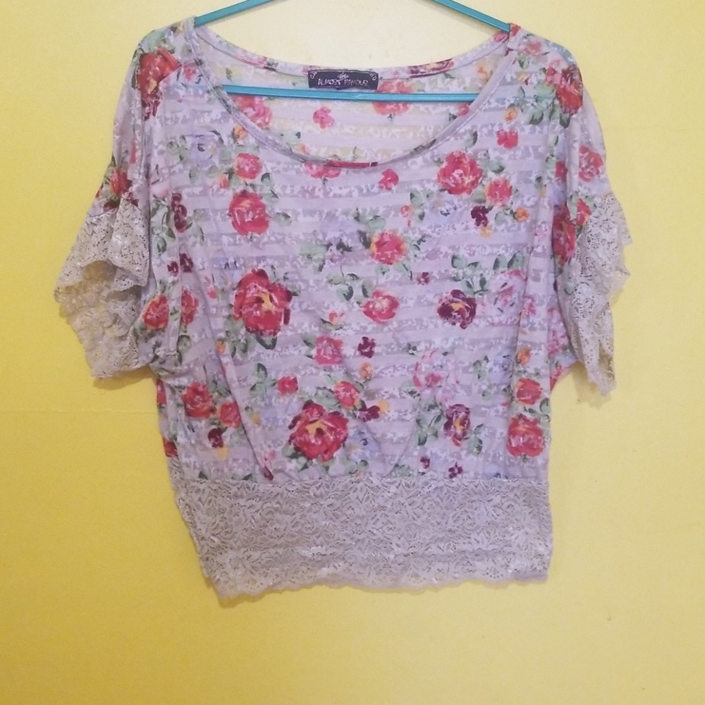 Floral nude crop top